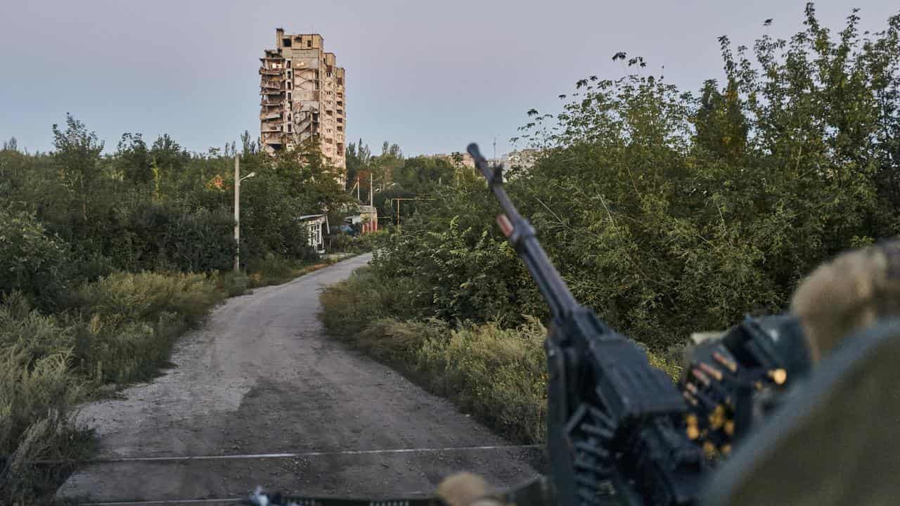 A Ukrainian soldier in his position in Avdiivka