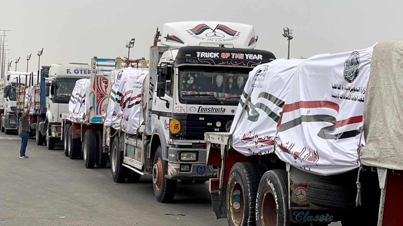 Aid trucks in Egypt 