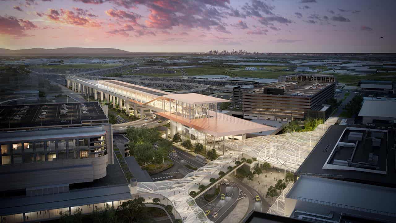 Artist's impression of the proposed Melbourne Airport Train station.