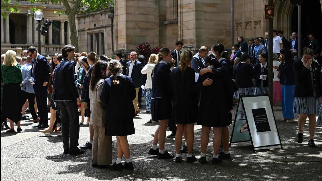 Mourners outside St Andrew’s Cathedral