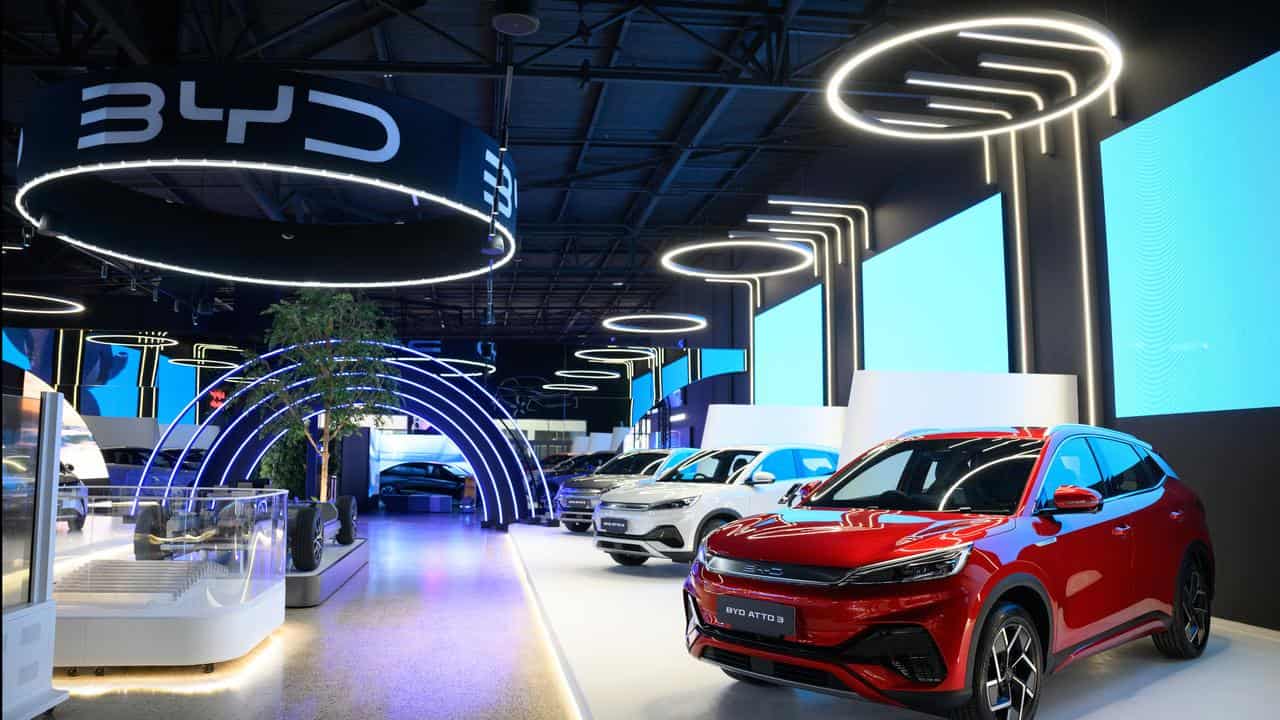 Electric car brand BYD megastore