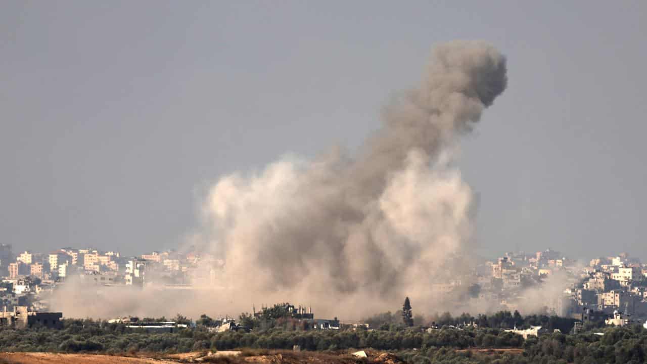 Smoke following an Israeli air strike in the northern Gaza Strip