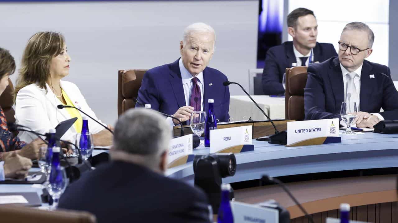 US President Joe Biden speaks at the APEC leaders retreat