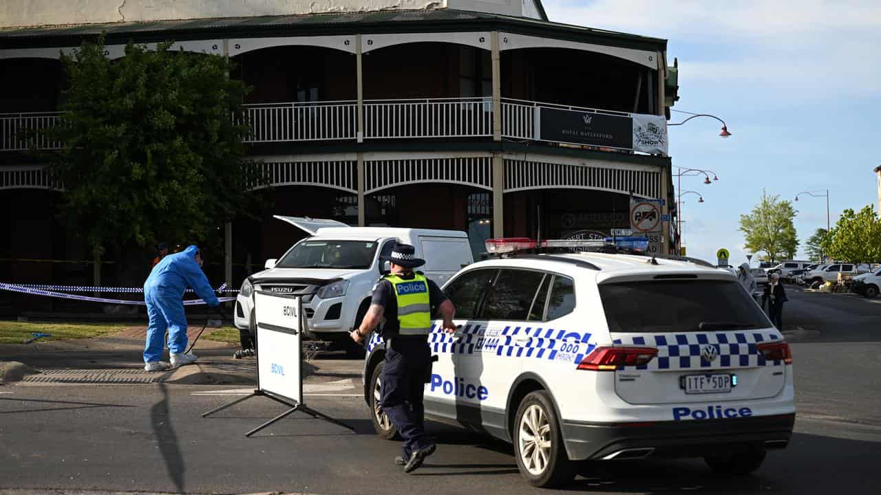 Police car outside the Royal Hotel in Daylesford (file image)