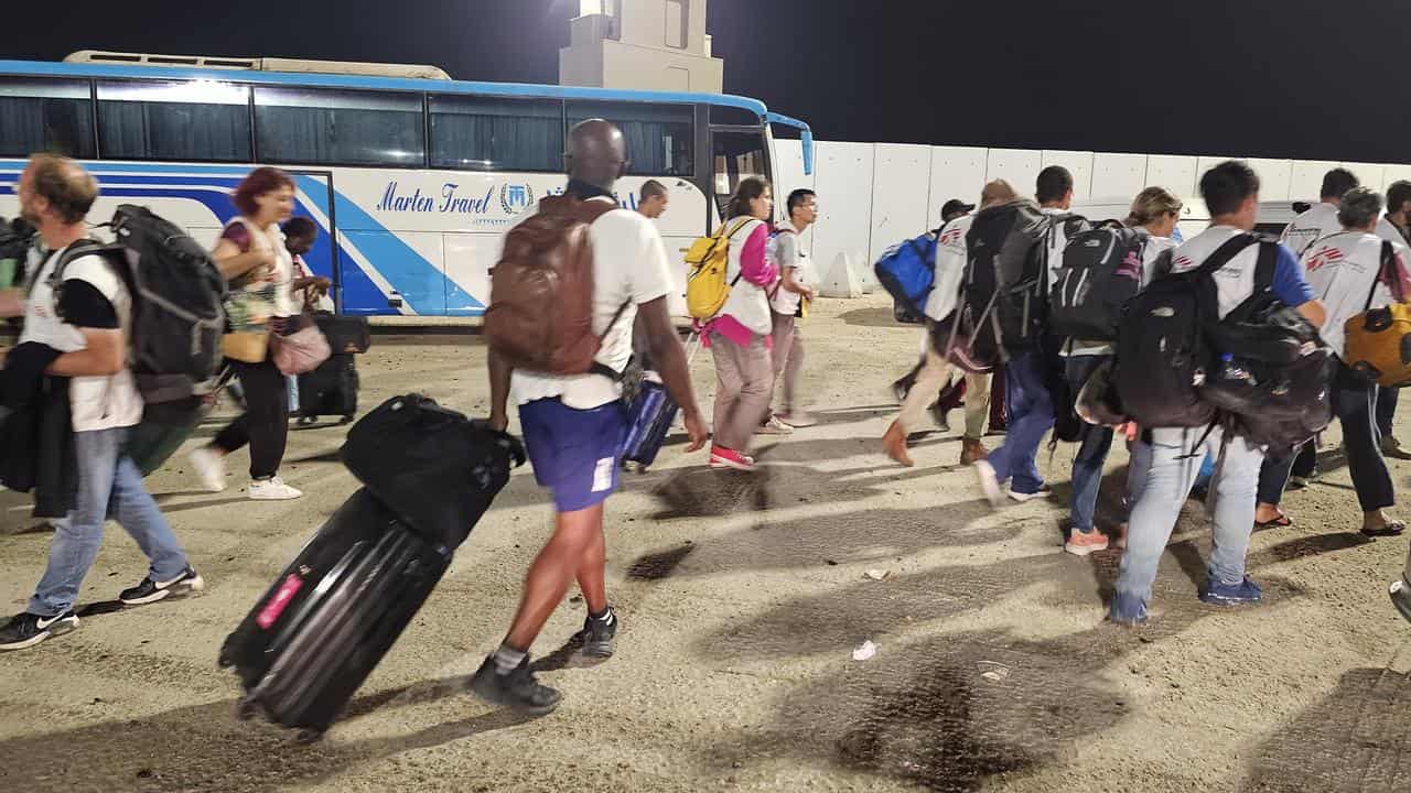 A file photo of foreign nationals leaving Gaza 