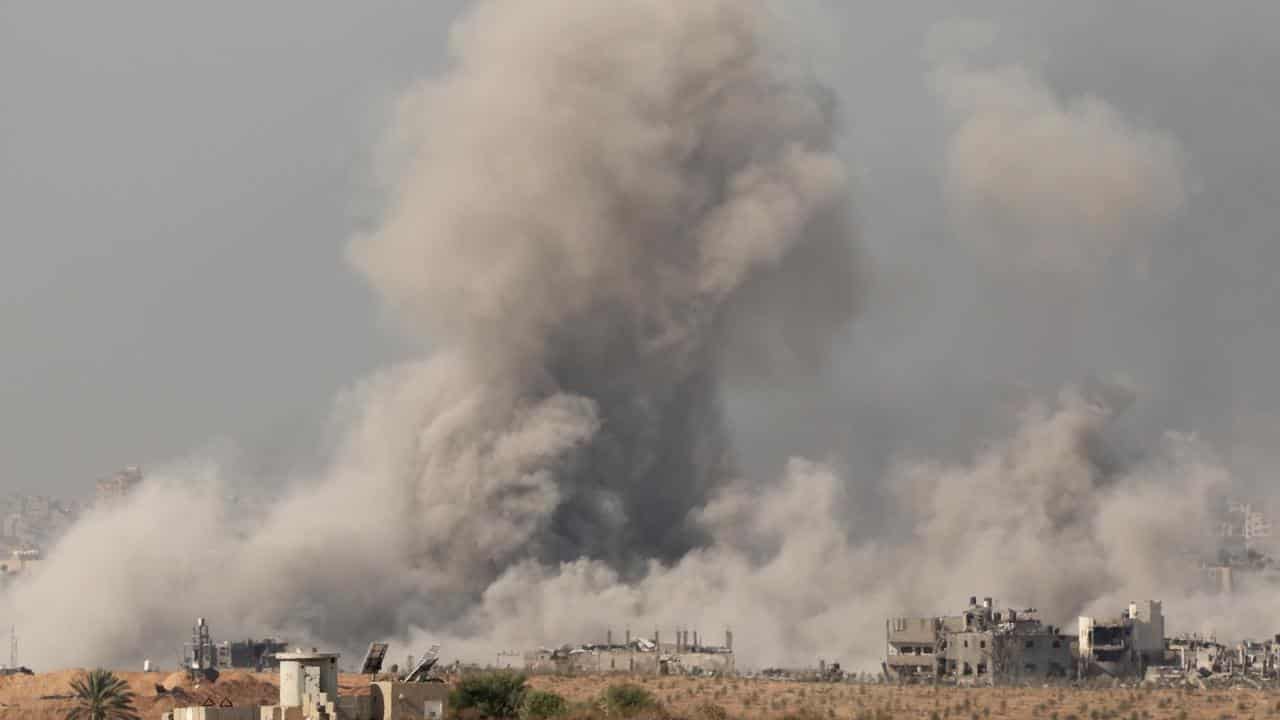 Smoke rises after an explosion on the northern part of the Gaza Strip