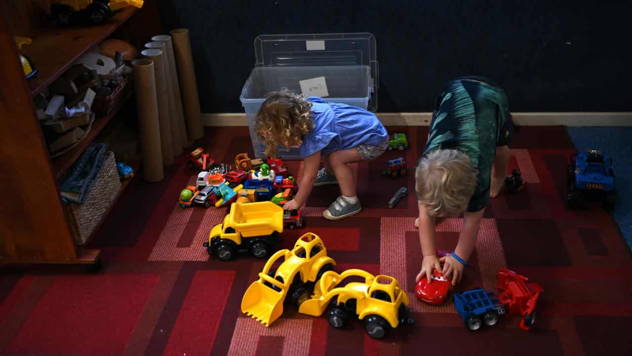 Children play at the Robertson Street Kindy Childcare Centre