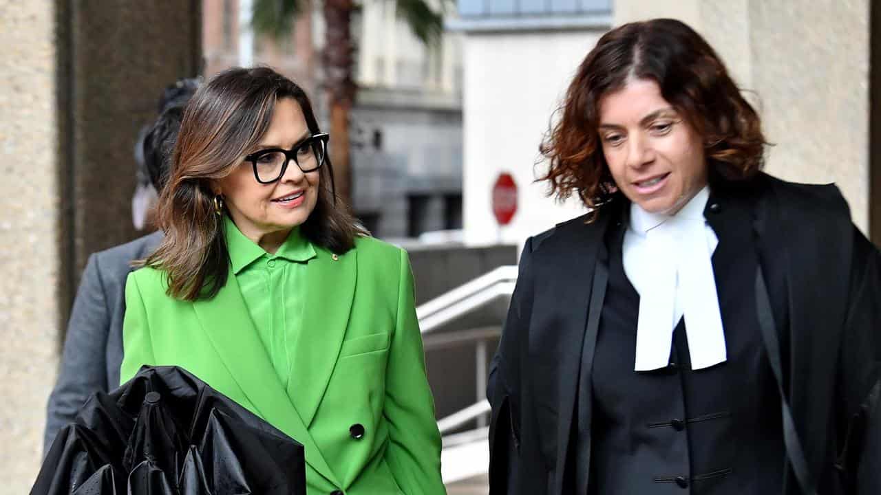 Lisa Wilkinson (left) arrives at court with Sue Chrysanthou 