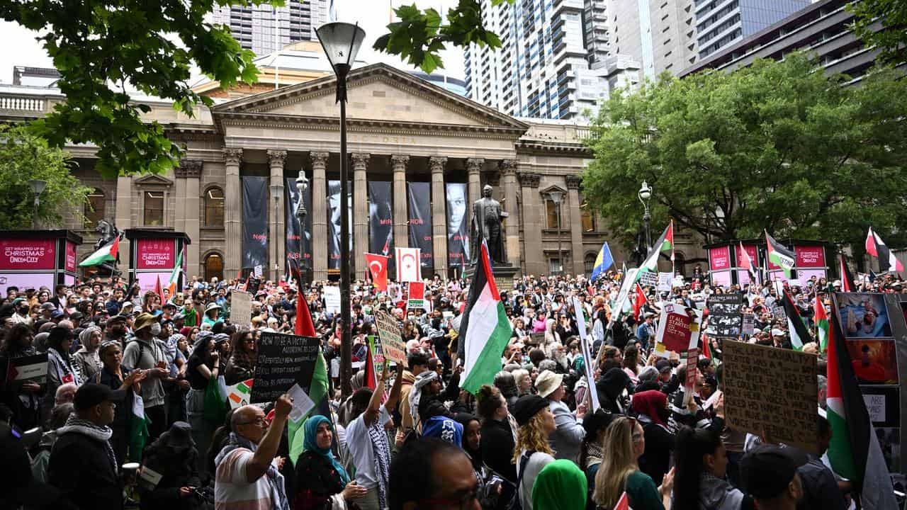 Thousands attended a a Free Palestine rally in Melbourne.