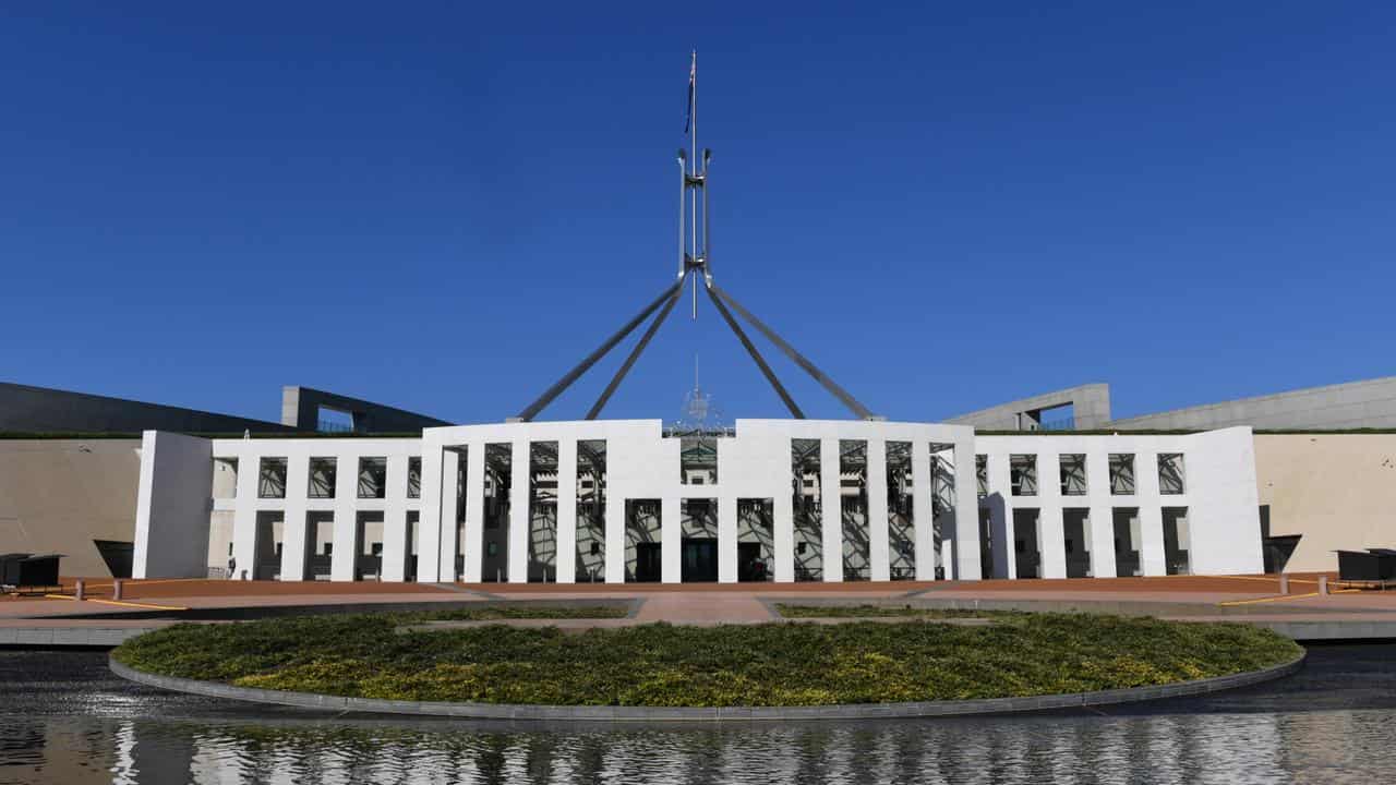 Exterior of Parliament House in Canberra.