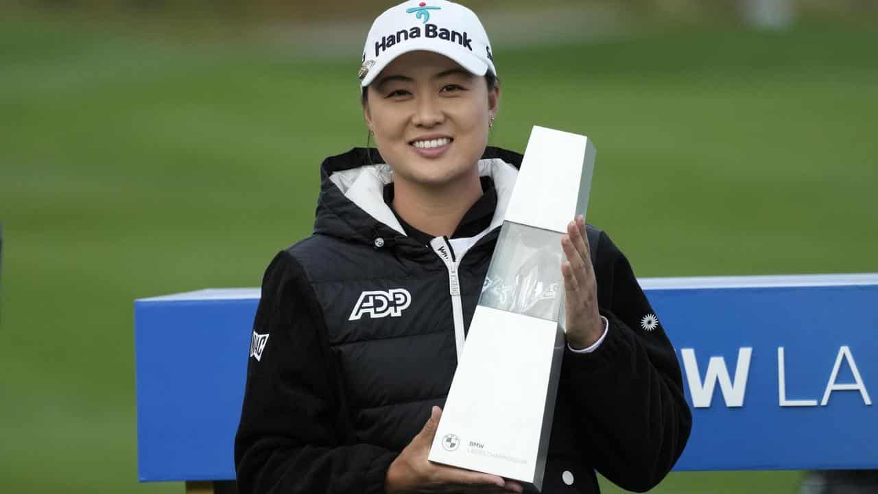 Minjee Lee after winning the BMW Ladies Championship in 2023.