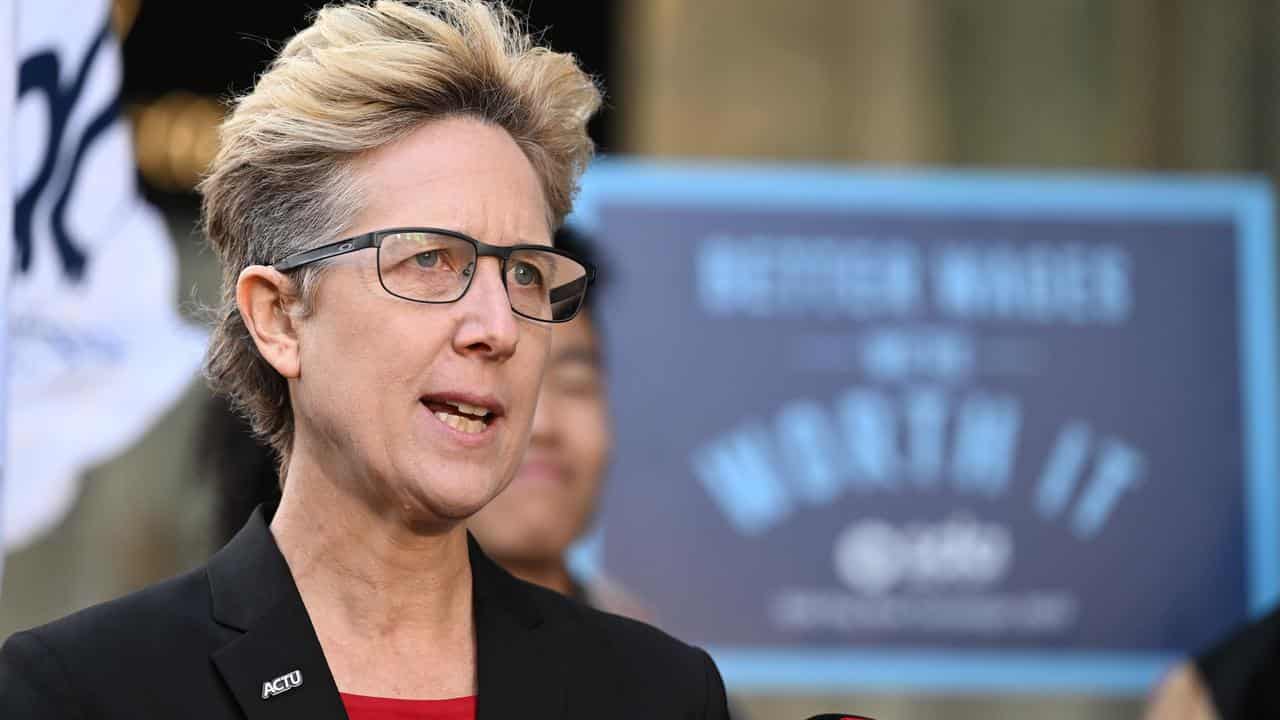 ACTU Secretary Sally McManus addresses the media (file)