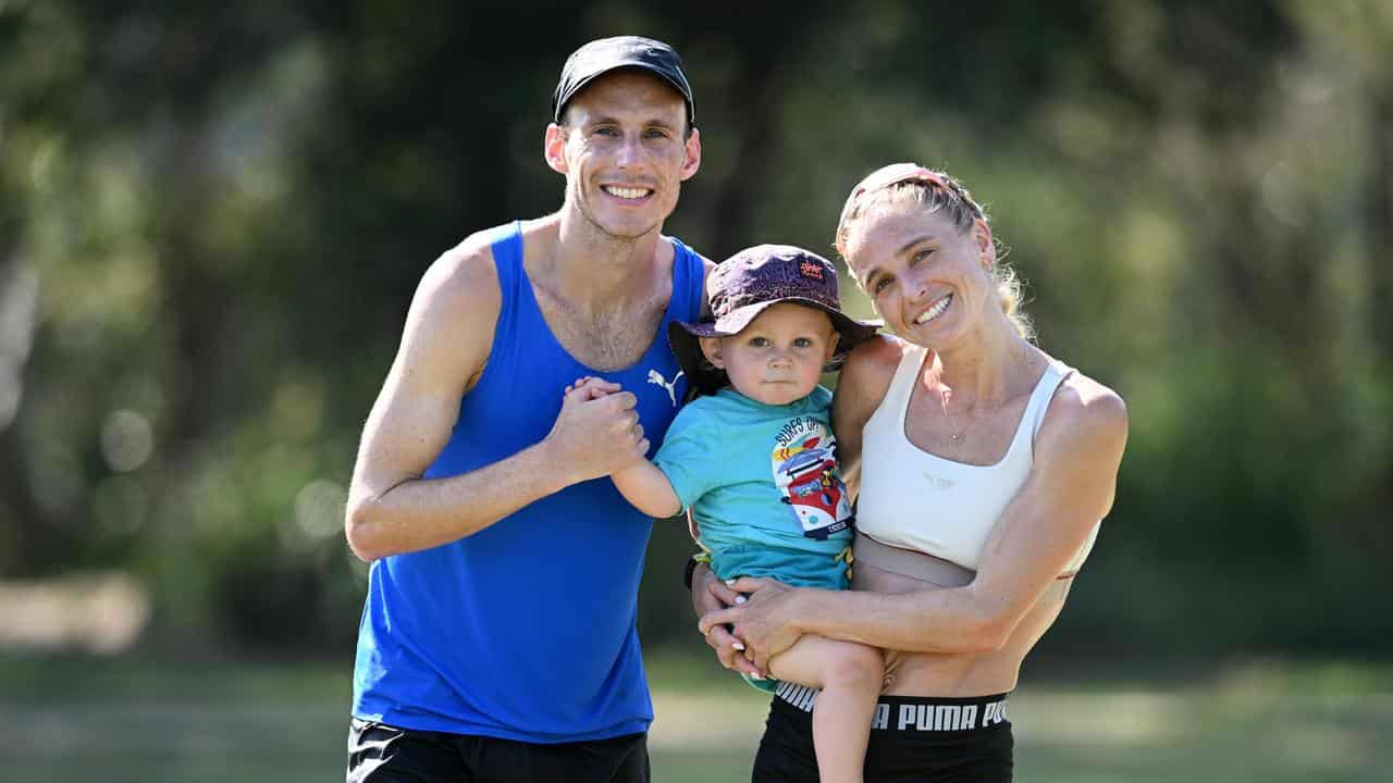 Ryan Gregson and Genevieve Gregson with their son Archer.