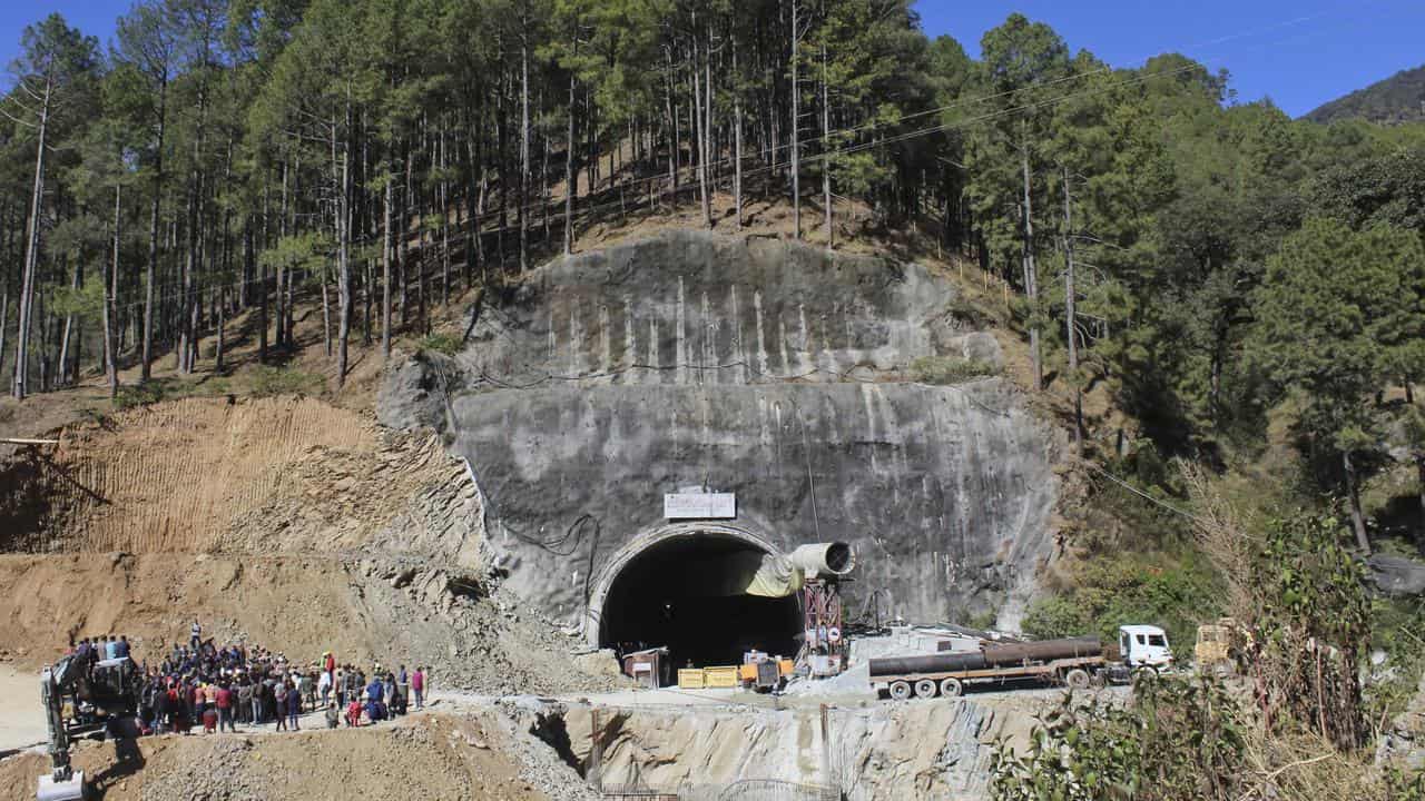 The road tunnel that collapsed in mountainous Uttarakhand state, India