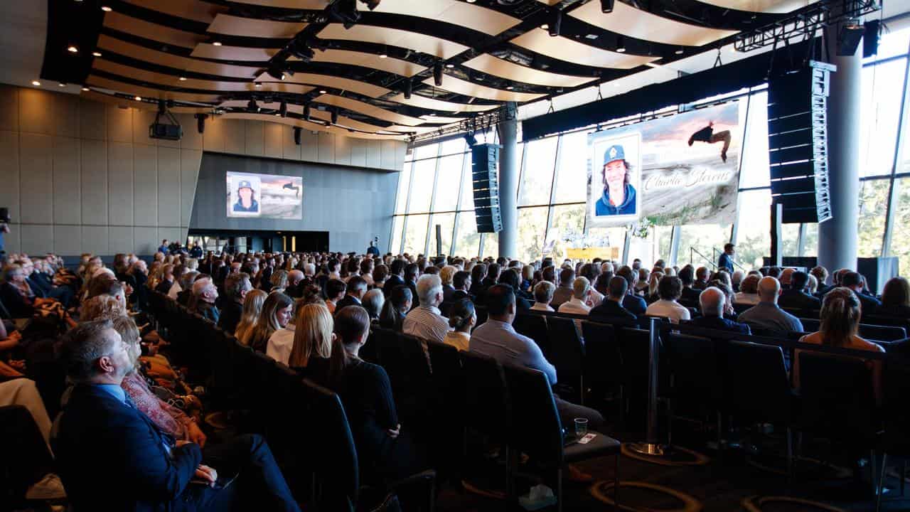 A service celebrating the life of Charlie Stevens at Adelaide Oval