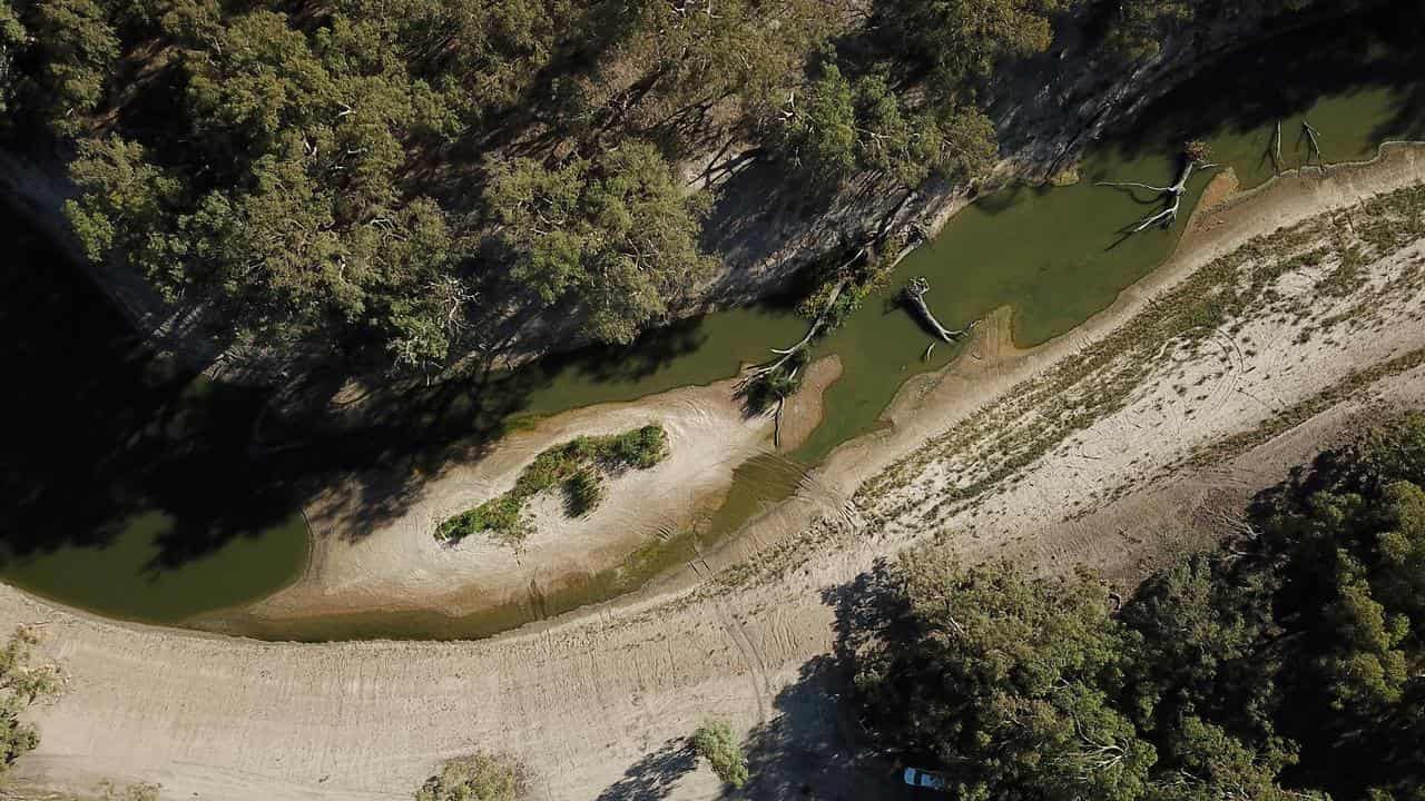 Diminishing water levels on the Darling River in 2019.