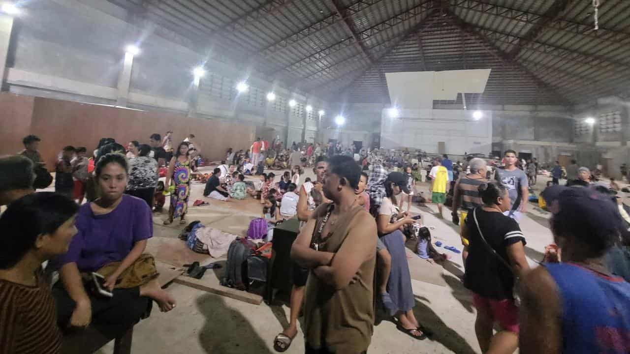 A temporary evacuation center at Hinatuan town, Surigao del Sur