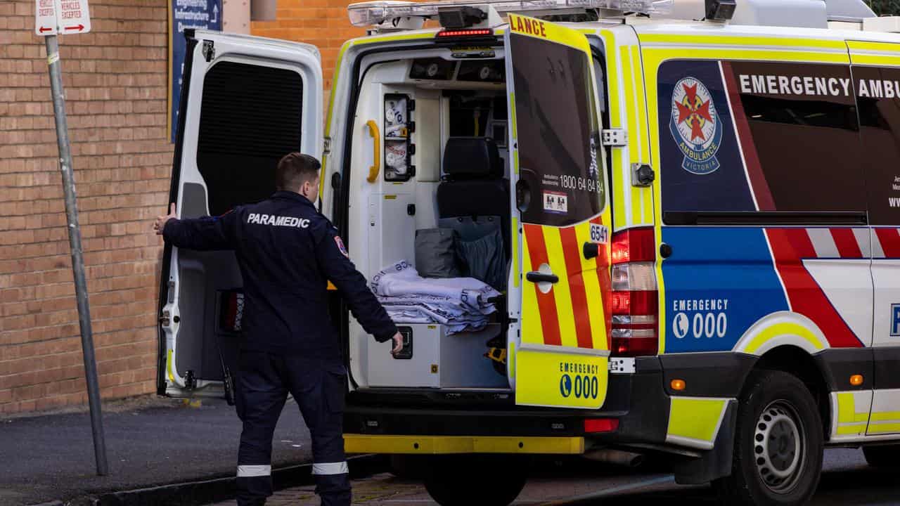 An ambulance outside a hospital