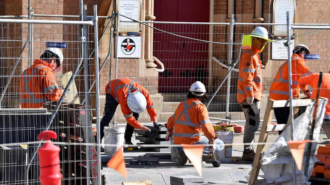 Construction workers in Sydney.