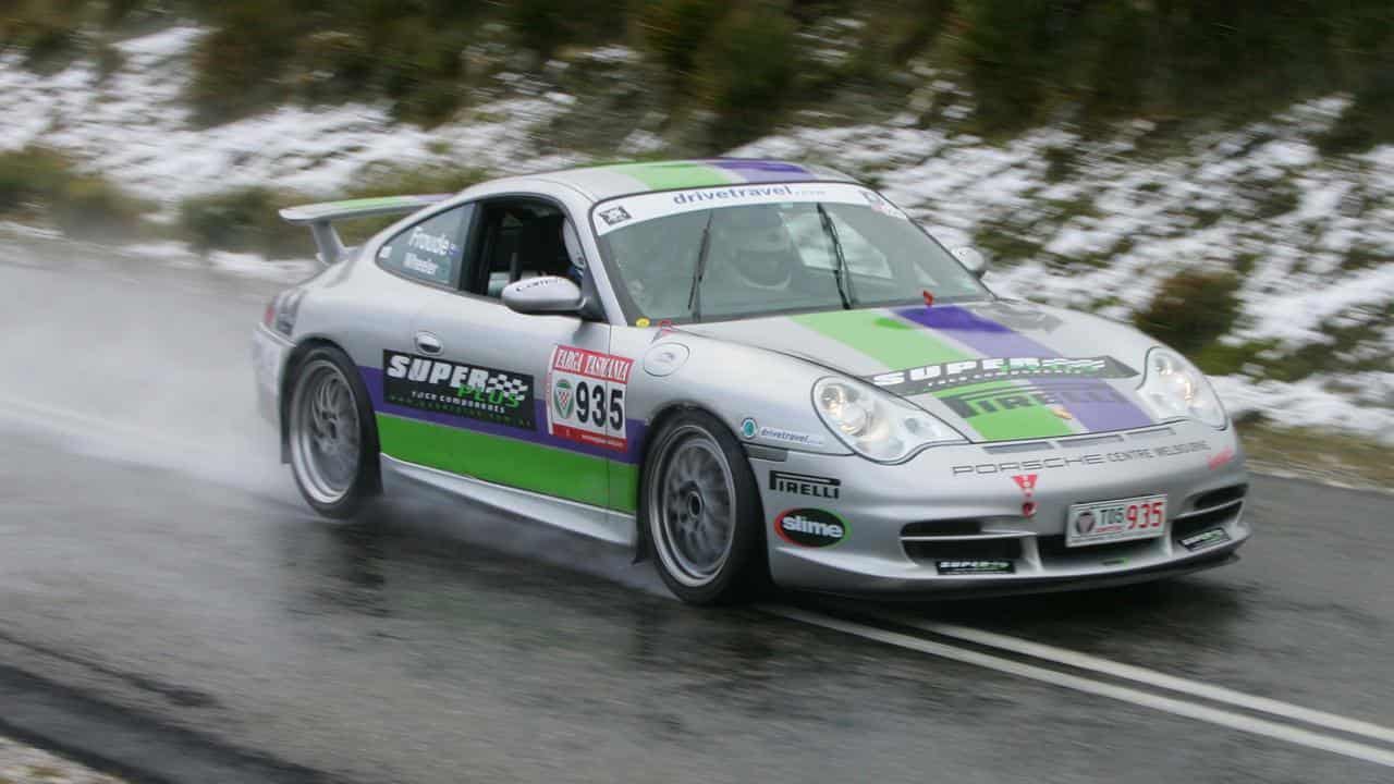 A car competes in the Targa Tasmania rally (file image)