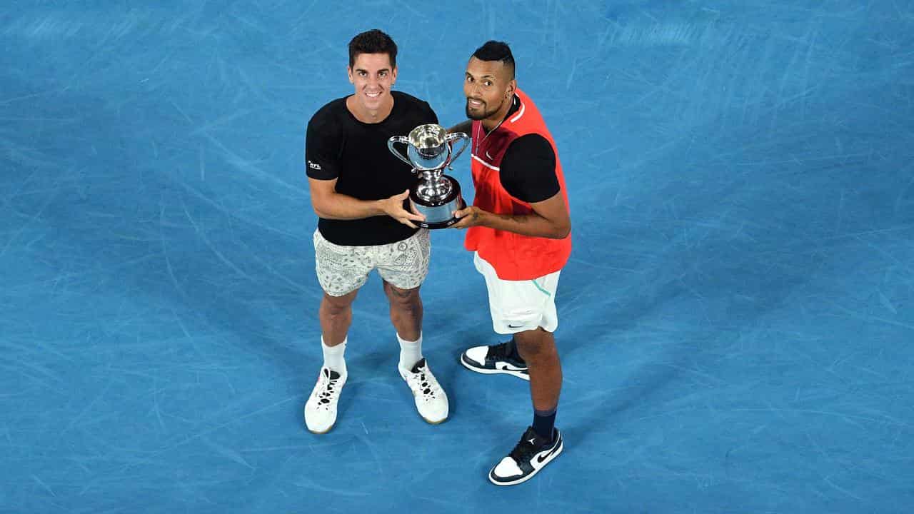 Thanasi Kokkinakis and Nick Kyrgios at 2022 Australian Open.