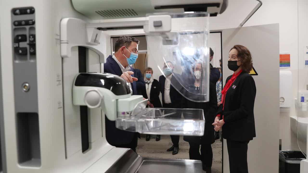 Daniel Andrews during a tour of Maroondah BreastScreen in Melbourne.