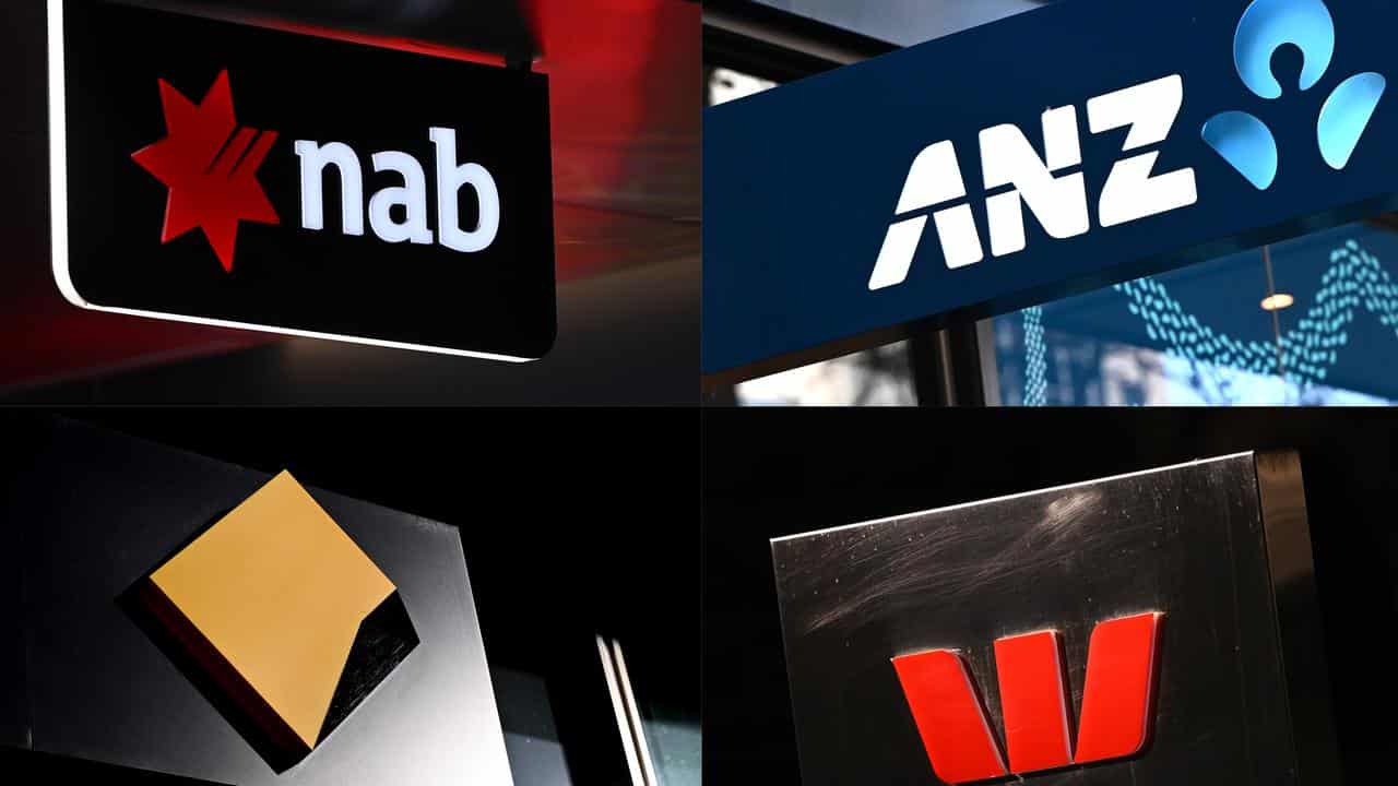 A composite image of signage of Australia's 'big four' banks