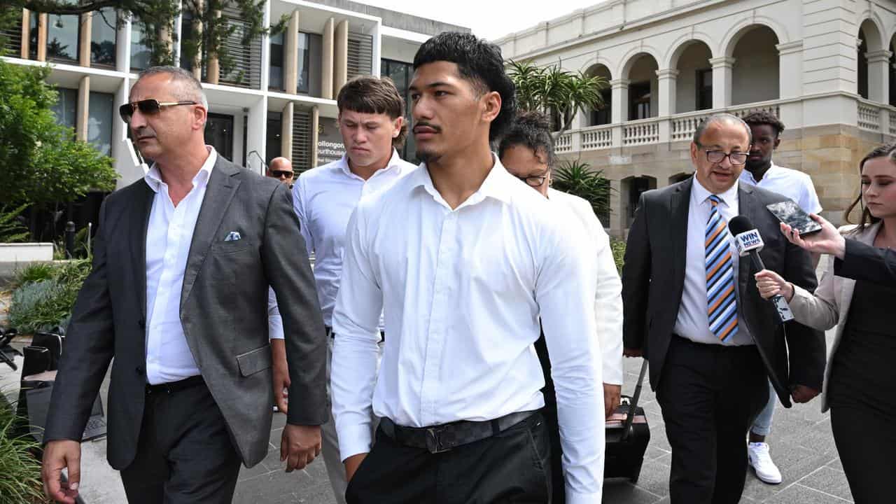 Dragons NRL player Talatau Junior Amone (centre)