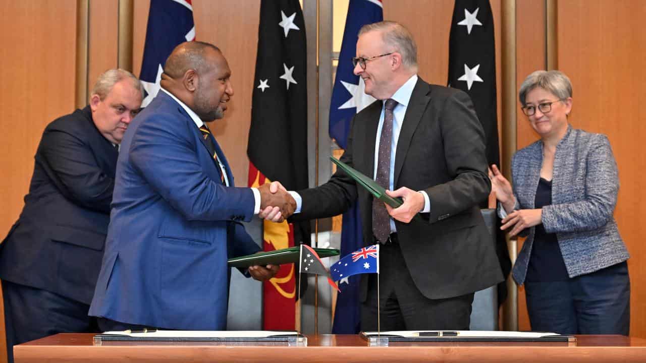 PNG PM James Marape and Australian PM Anthony Albanese.