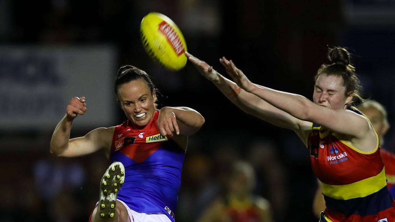 Daisy Pearce in AFLW action for the Demons.