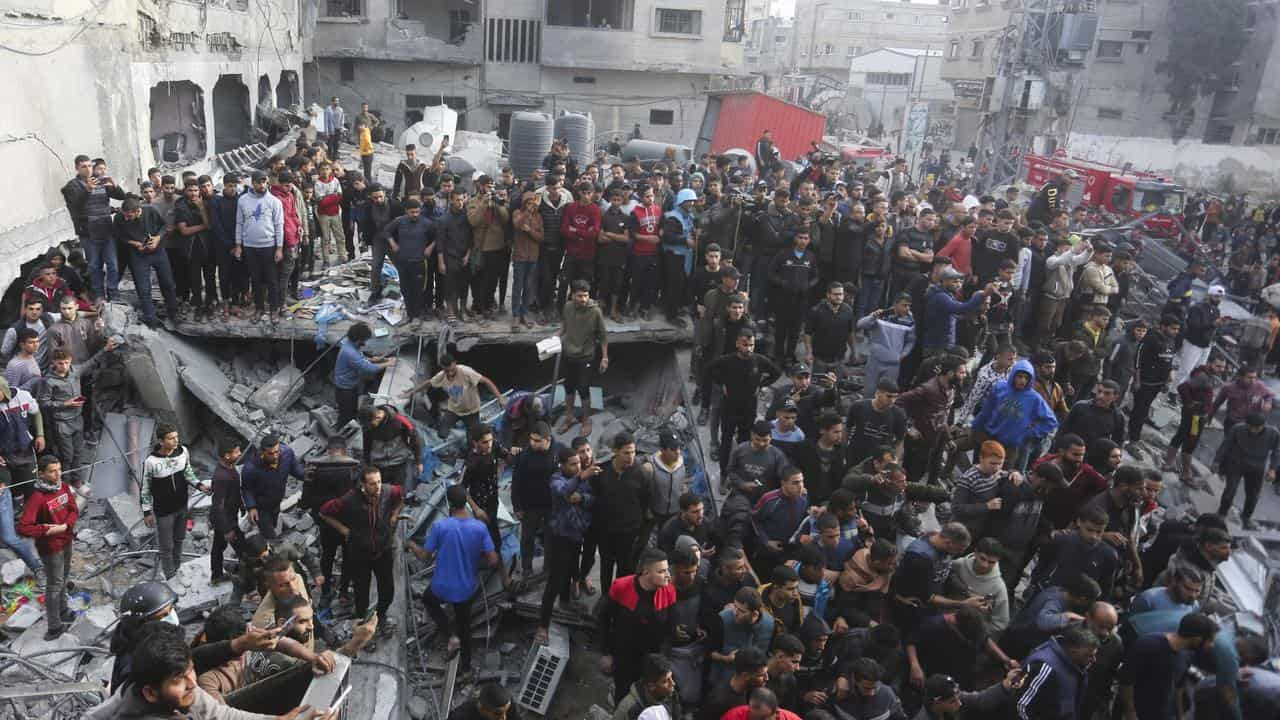 Destruction after an Israeli strike in Rafah, Gaza Strip