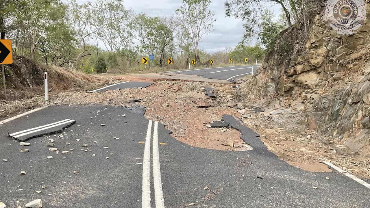 Damage to the Mulligan Highway near Cooktown, Queensland.