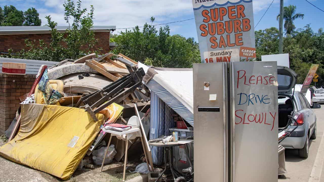 Flood damaged furniture and belongings