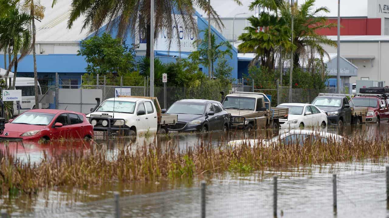 Flooded cars in Cairns