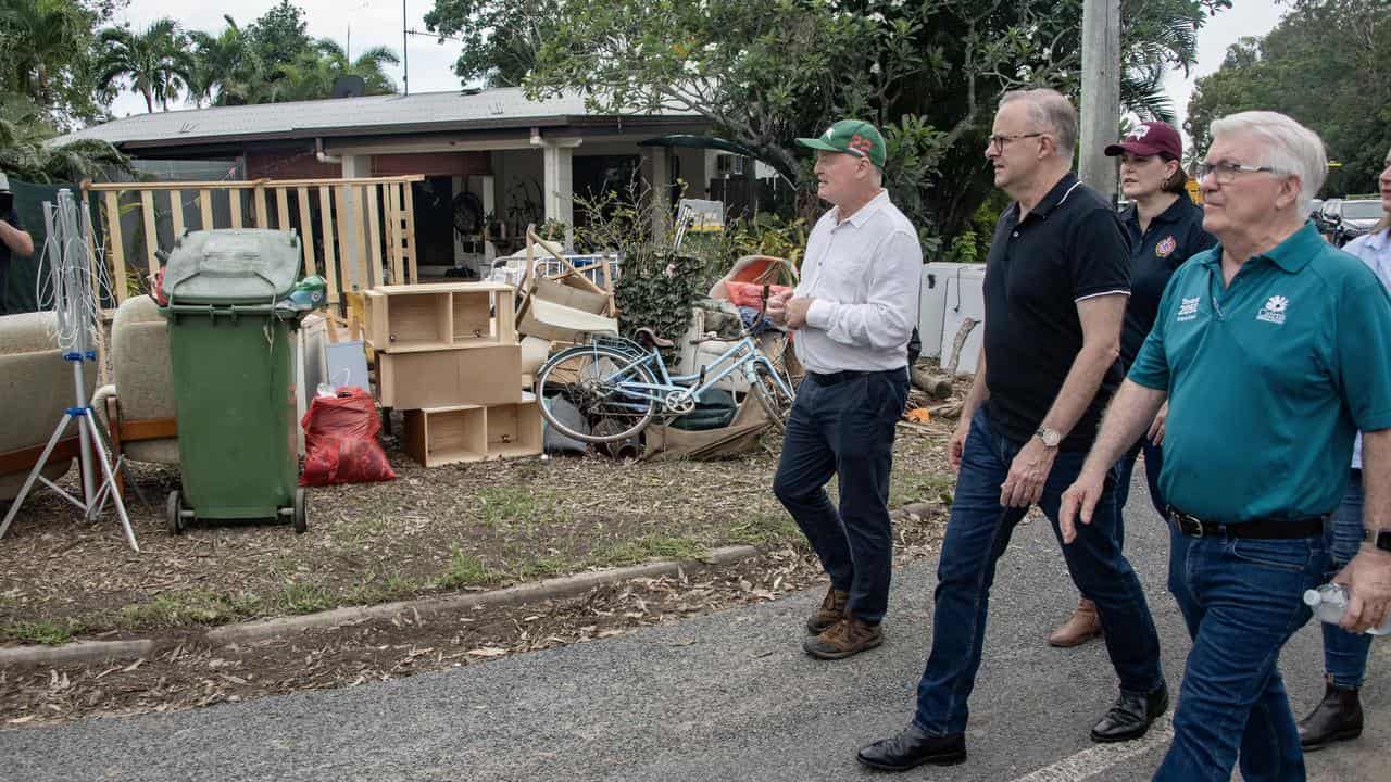 Anthony Albanese in Cairns with Michael Healey and Mayor Terry James.