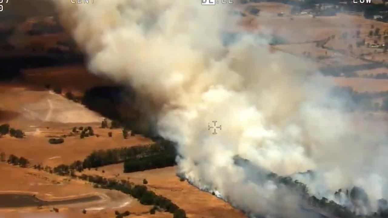 Aerial view of bushfire in Keysbrook