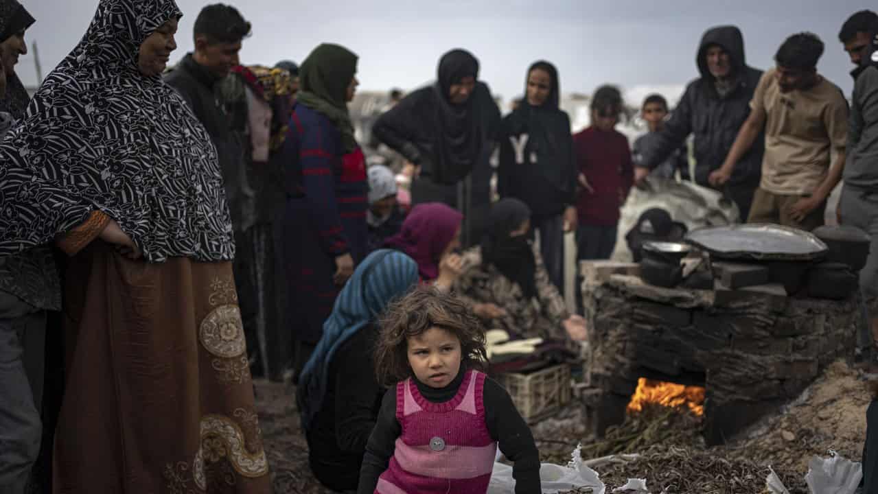 A little girl at a makeshift camp in Gaza