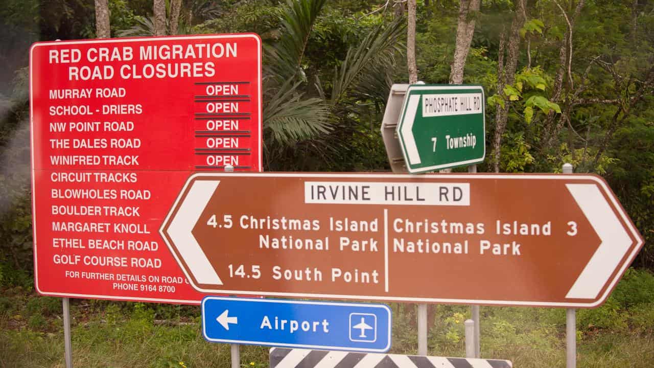 Red crab migration sign.