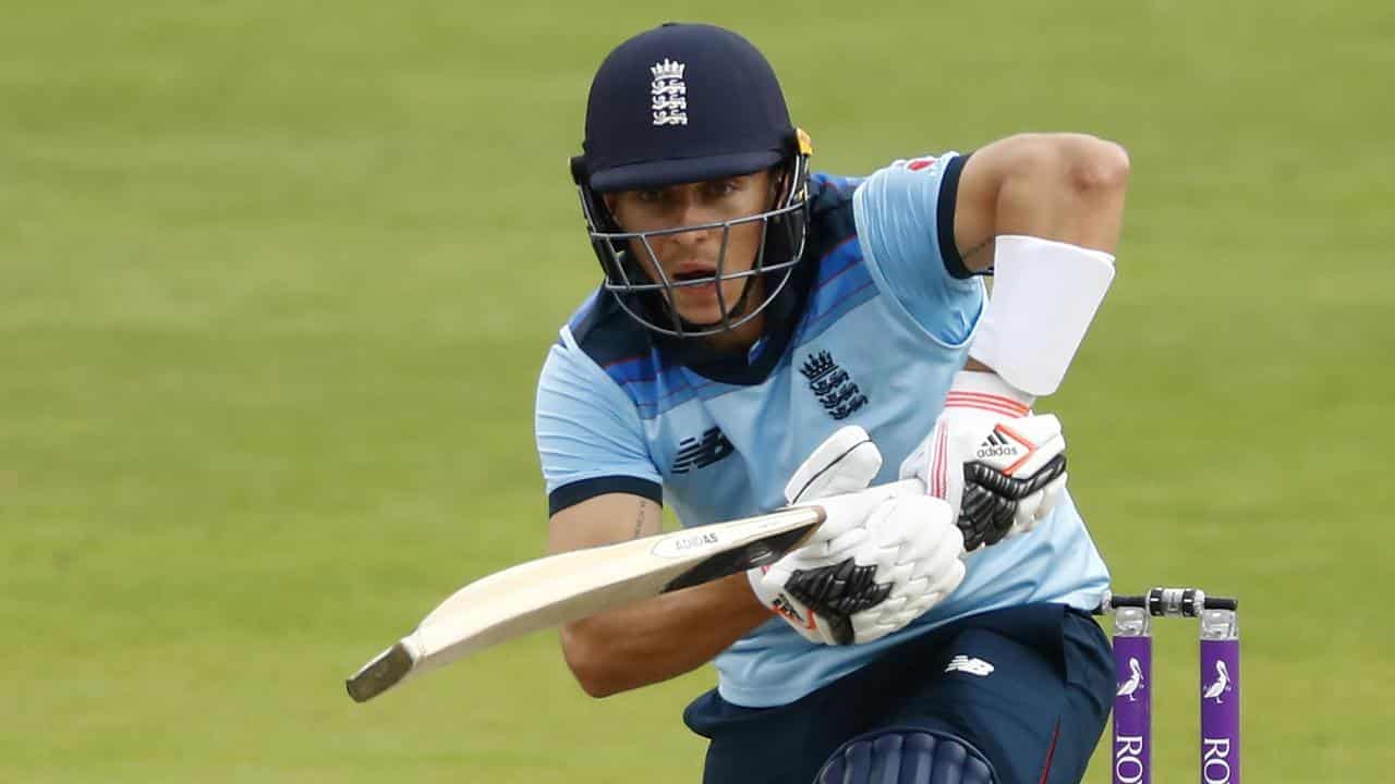 Tom Curran bats for England. 