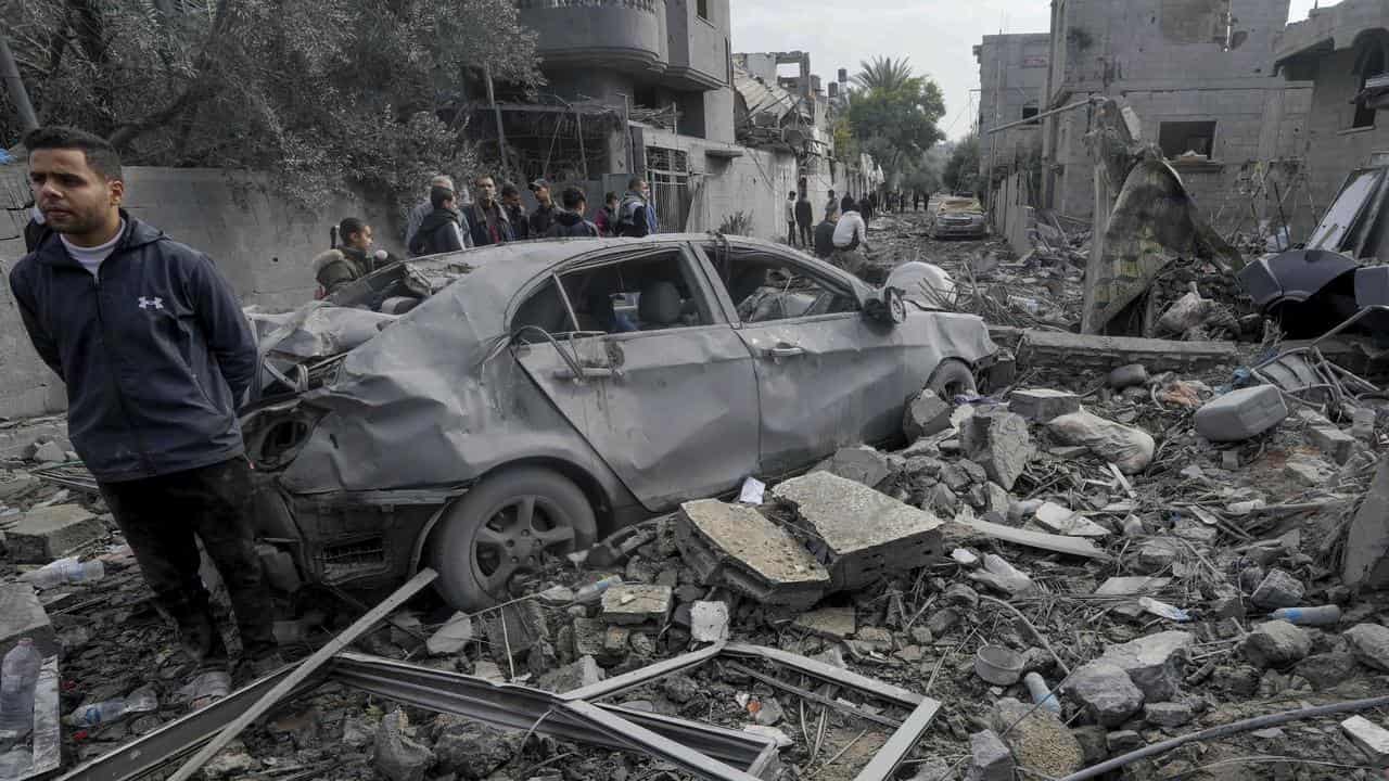 Damage from an air strike in the Maghazi refugee camp