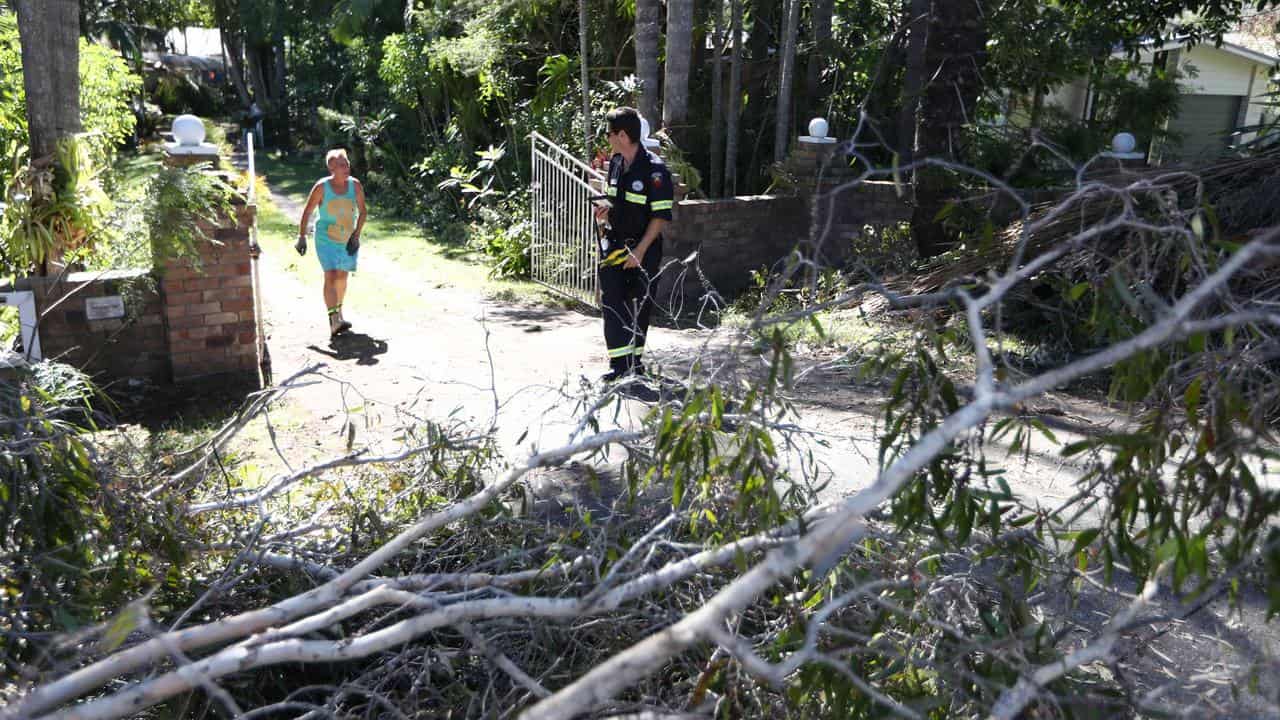 Robert Mintel on his property damaged by storms on the Gold Coast