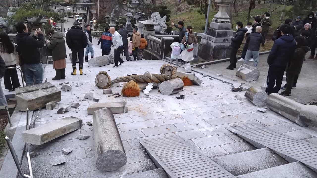 Damaged Japanese temple