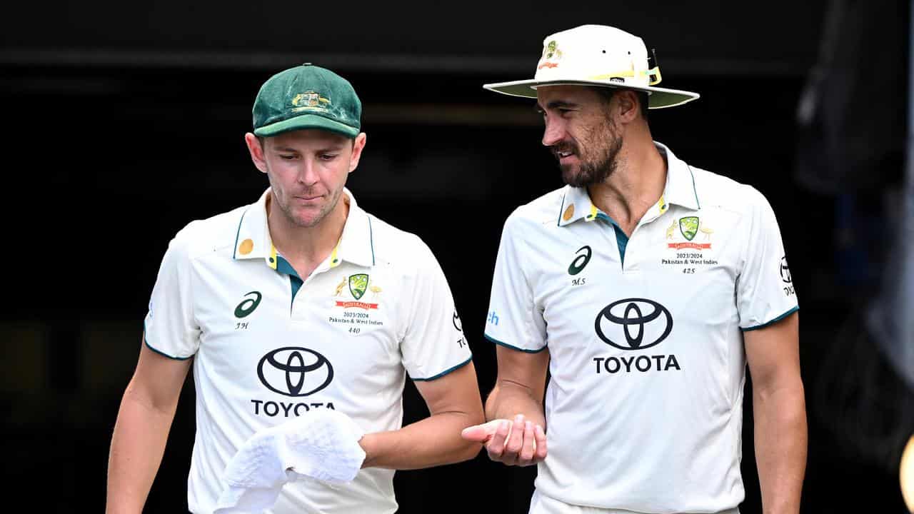 Josh Hazlewood (left) and Mitchell Starc (right).