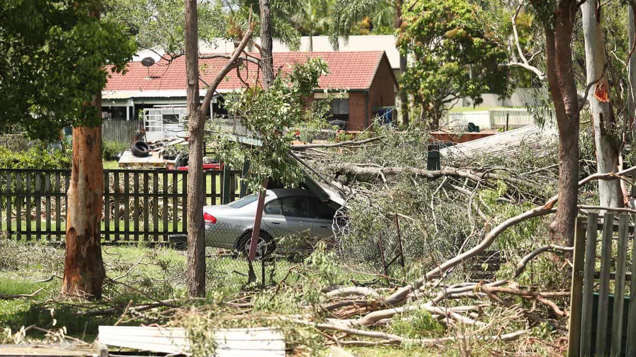 Storm damage at a home in Helensvale on the Gold Coast.