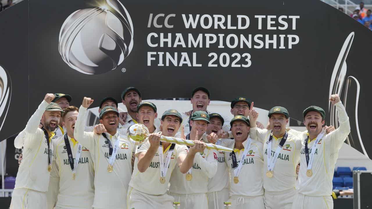 Australia celebrate winning the ICC World test Championship in 2023. 