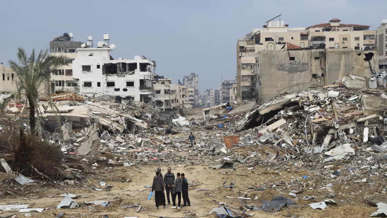 Buildings destroyed in the Israeli bombardment of the Gaza Strip