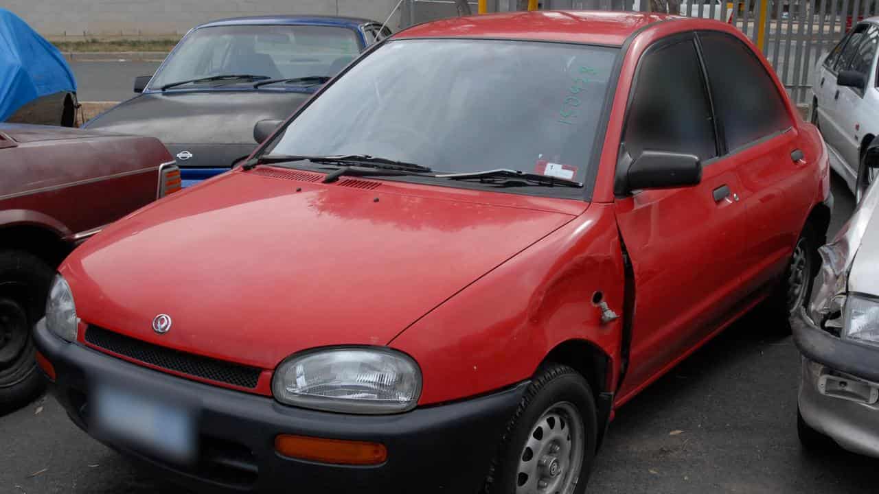 Laura Haworth's red Mazda 121 