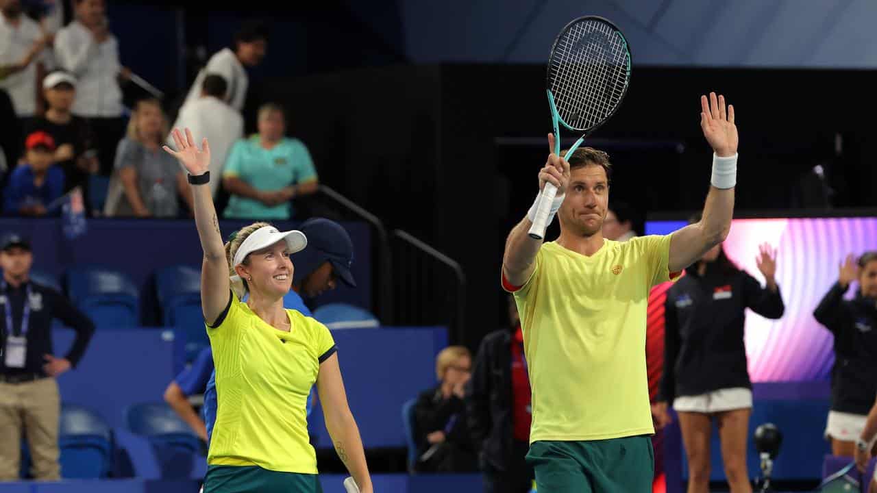 Team Australia doubles pairing Storm Hunter (l) and Matt Ebden.