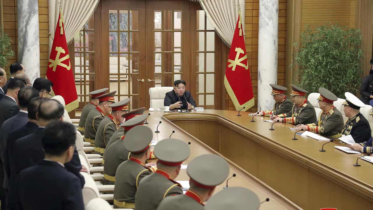 North Korean leader and officials