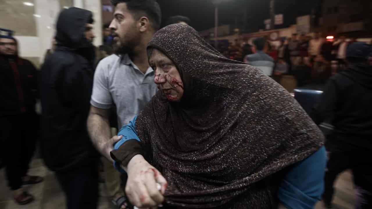 A wounded woman in Gaza